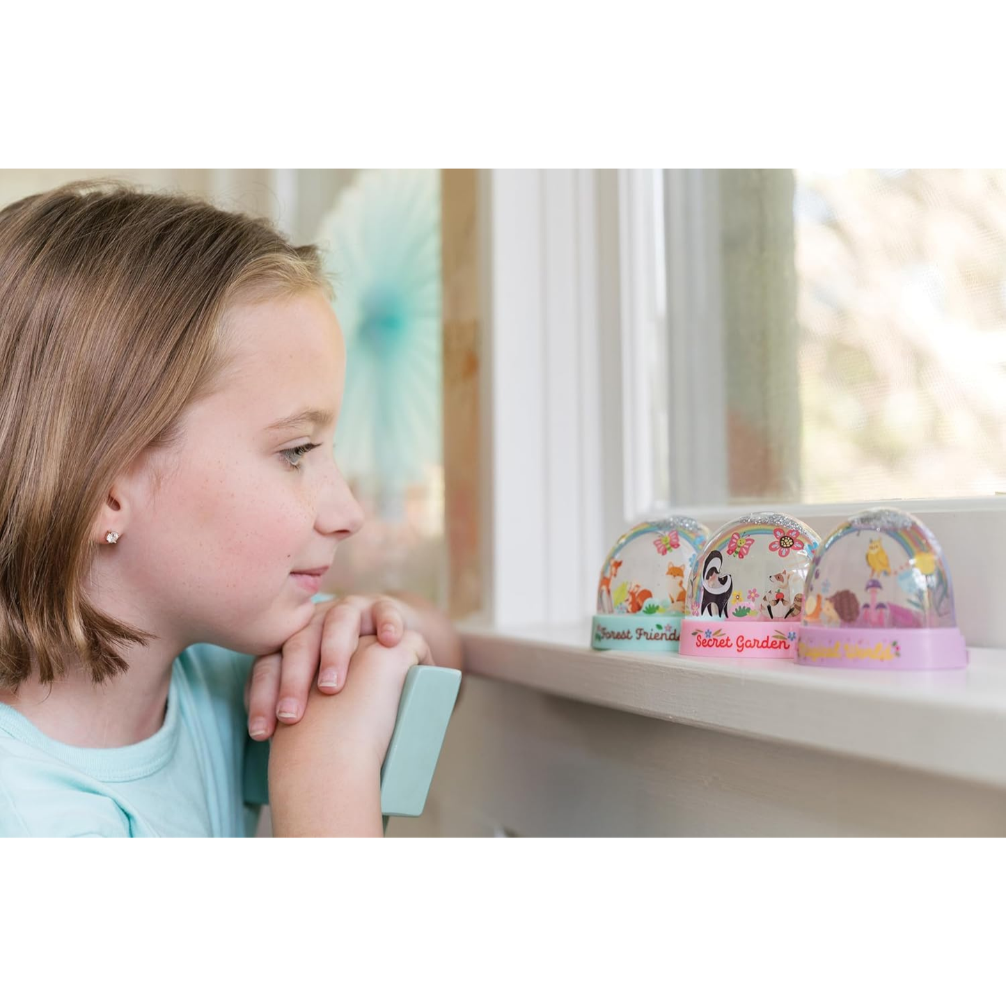 Set crea y decora domos de nieve modelo arcoiris brillante DIY