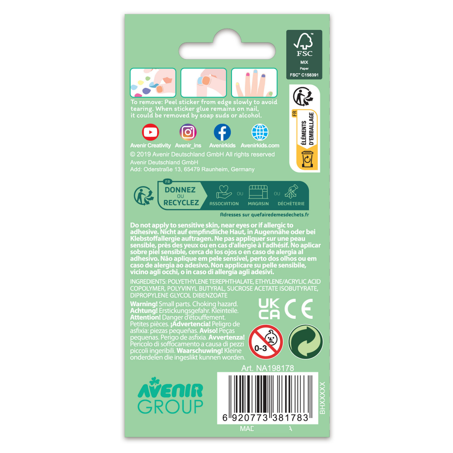 Stickers temporales para uñas modelo animales 38 piezas