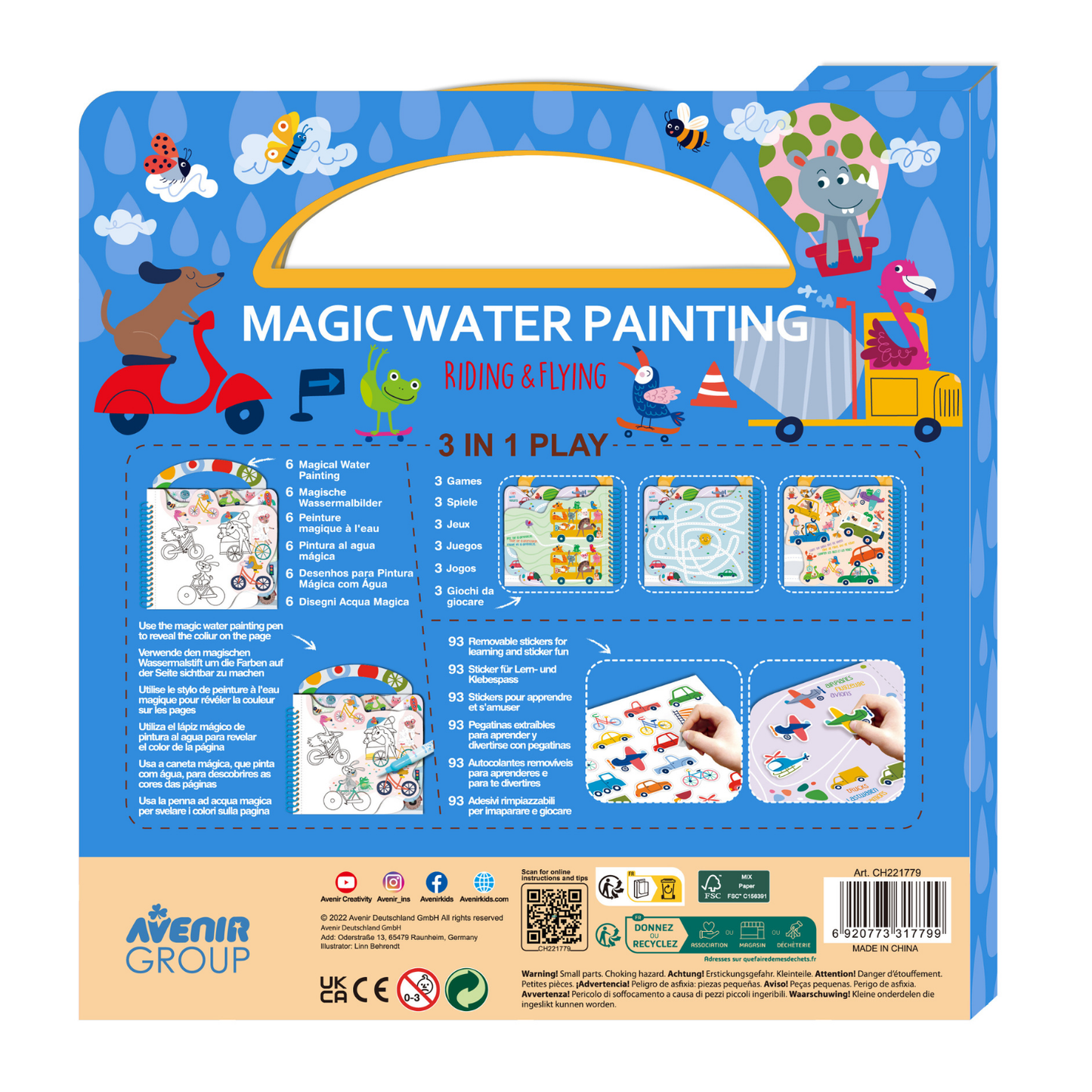 Libro de actividades para pintar con agua y stickers modelo ciudad