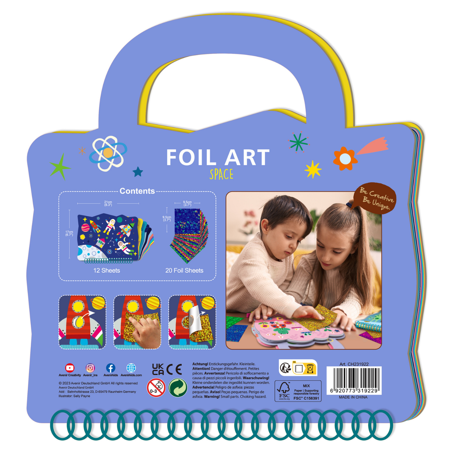 Set de arte en papel aluminio modelo espacio