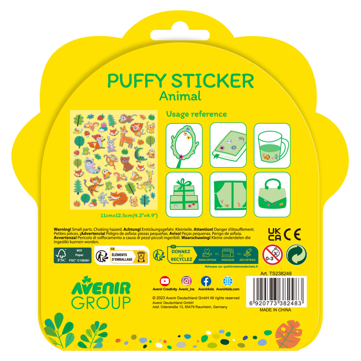 Stickers puffy modelo animales 50 piezas