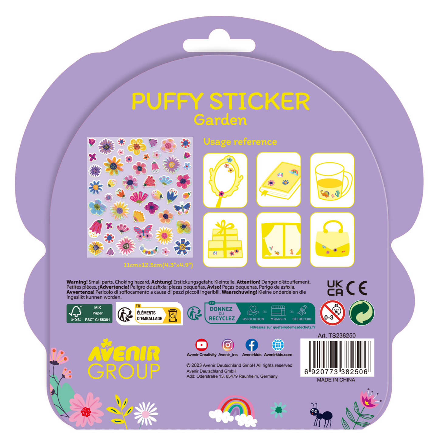 Stickers puffy modelo jardín 50 piezas