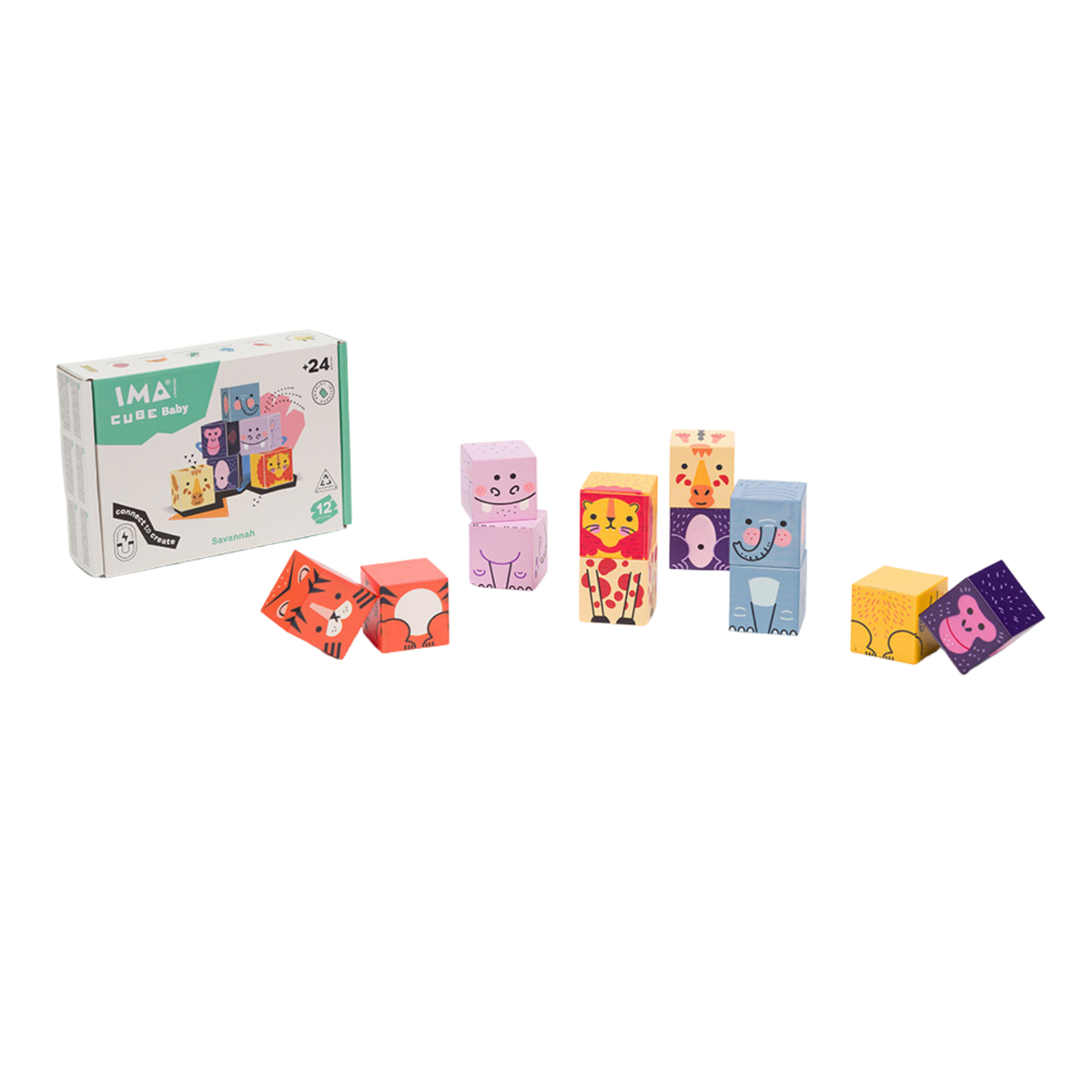 Imanix Set de cubos Imacube baby modelo jungla 12 piezas imantadas – vista 4