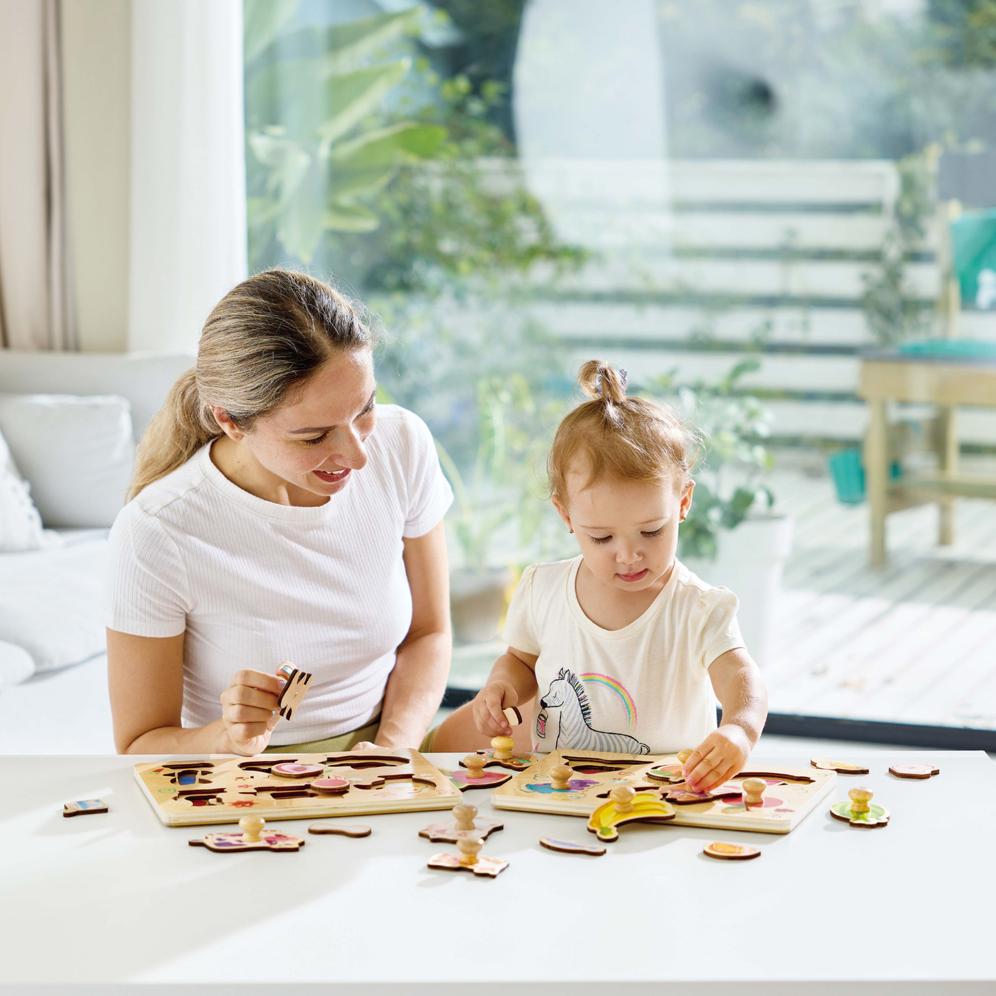 Rompecabezas de encaje con perilla en capas 08 piezas de madera modelo frutas