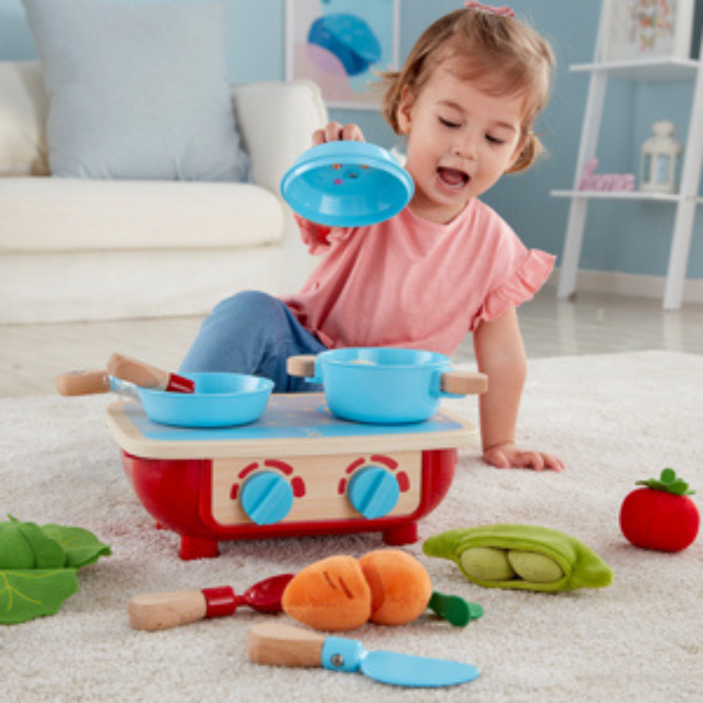 Cocina infantil pequeña de madera con accesorios 06 piezas