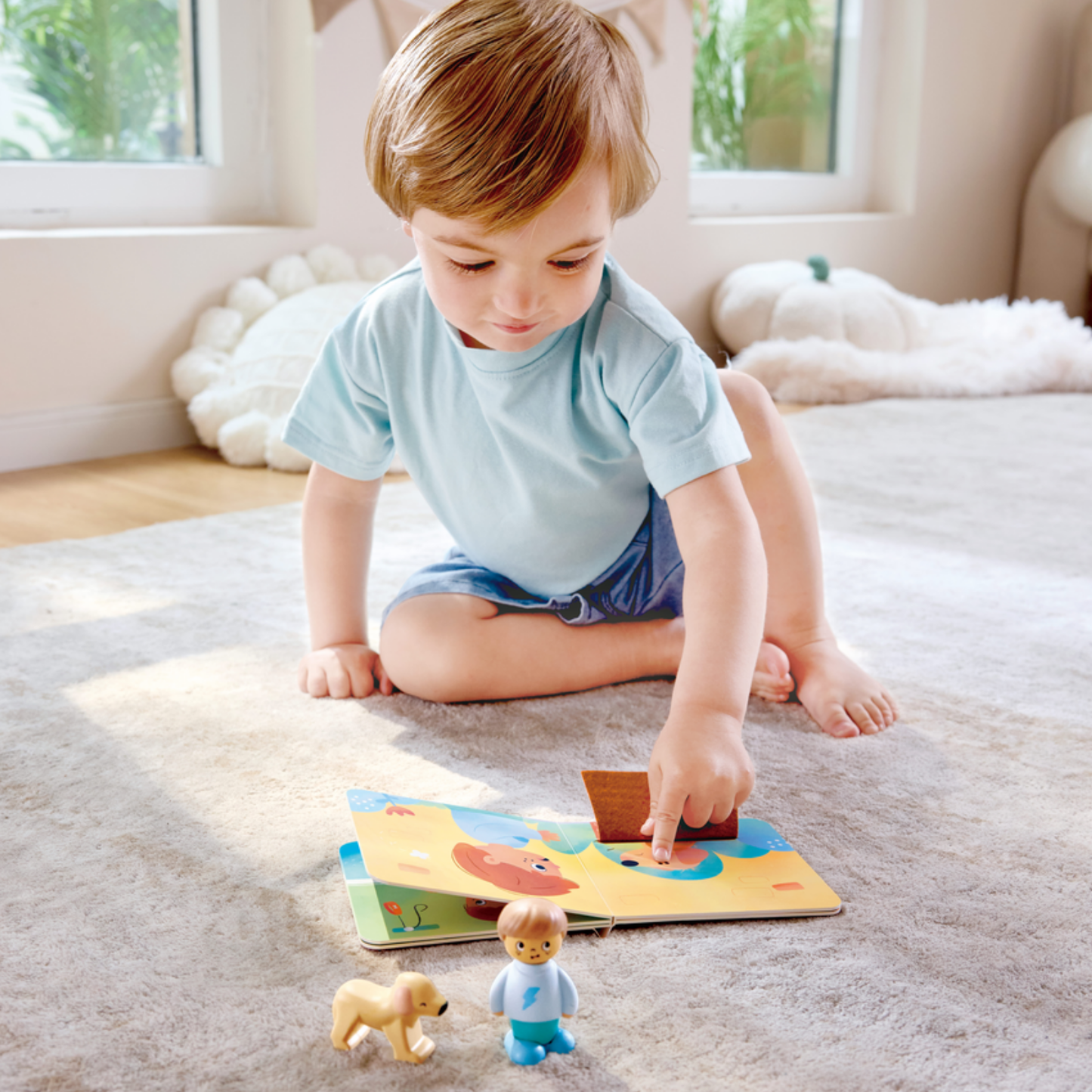 Hapeland set niño y perrito de madera + cuento