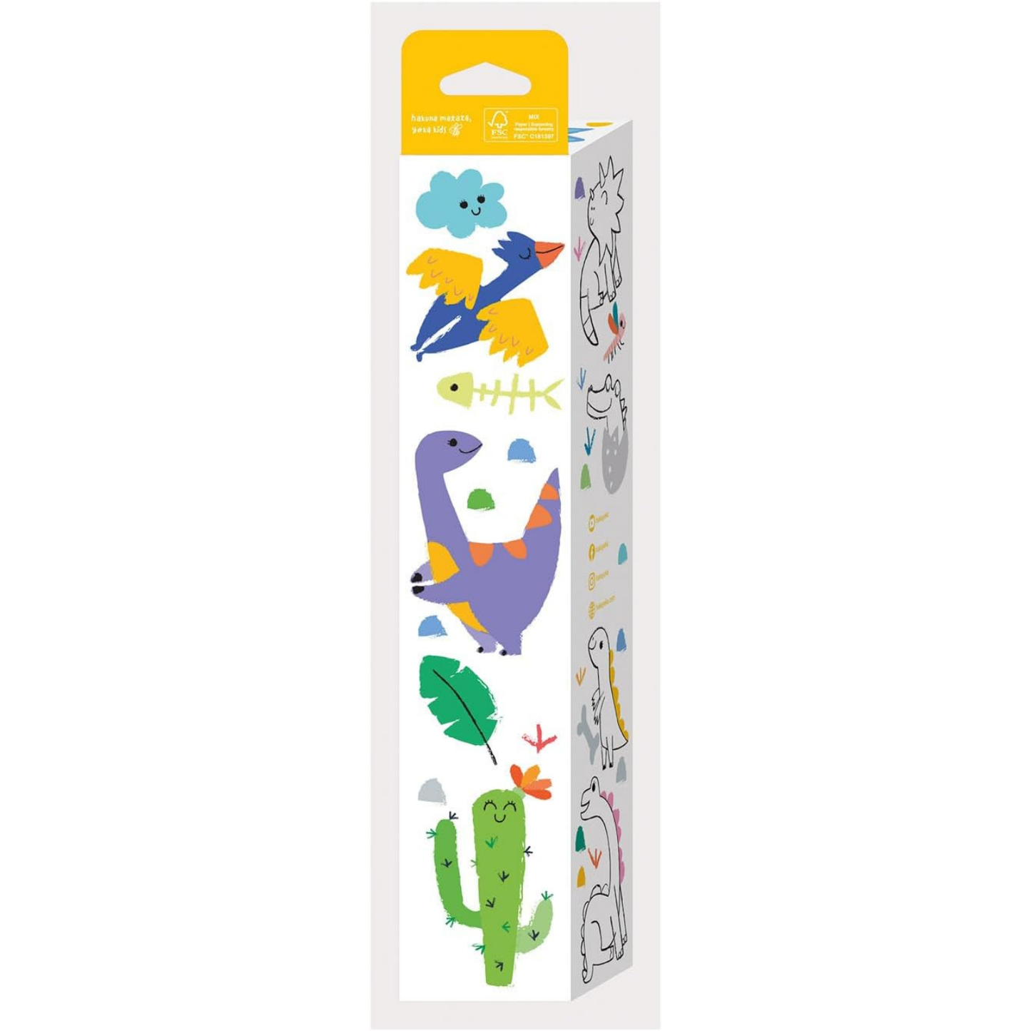 Set de coloreo modelo dinosaurio: Rollo de papel (3 mts) + 12 crayones multicolor
