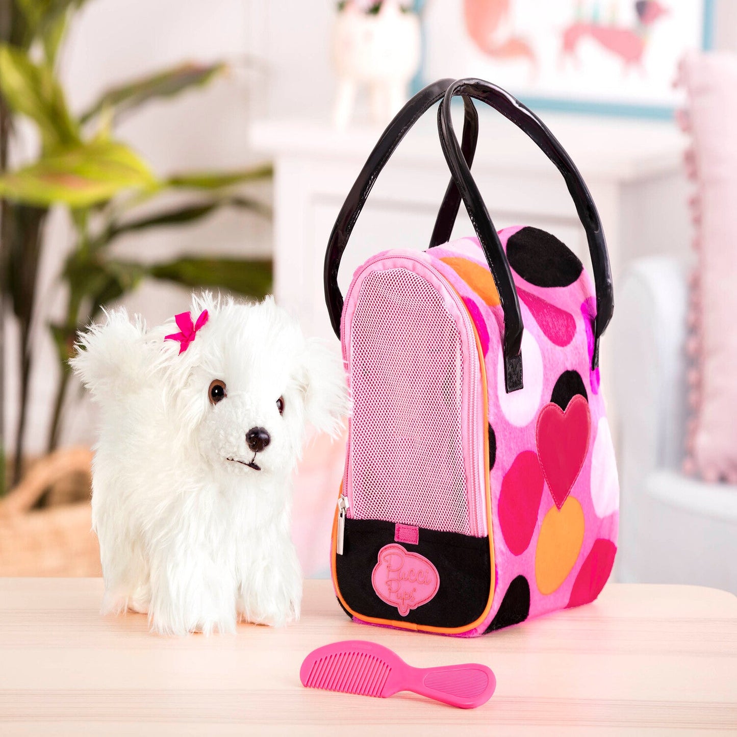 Pucci Pups perro bichon frise con cartera de puntos