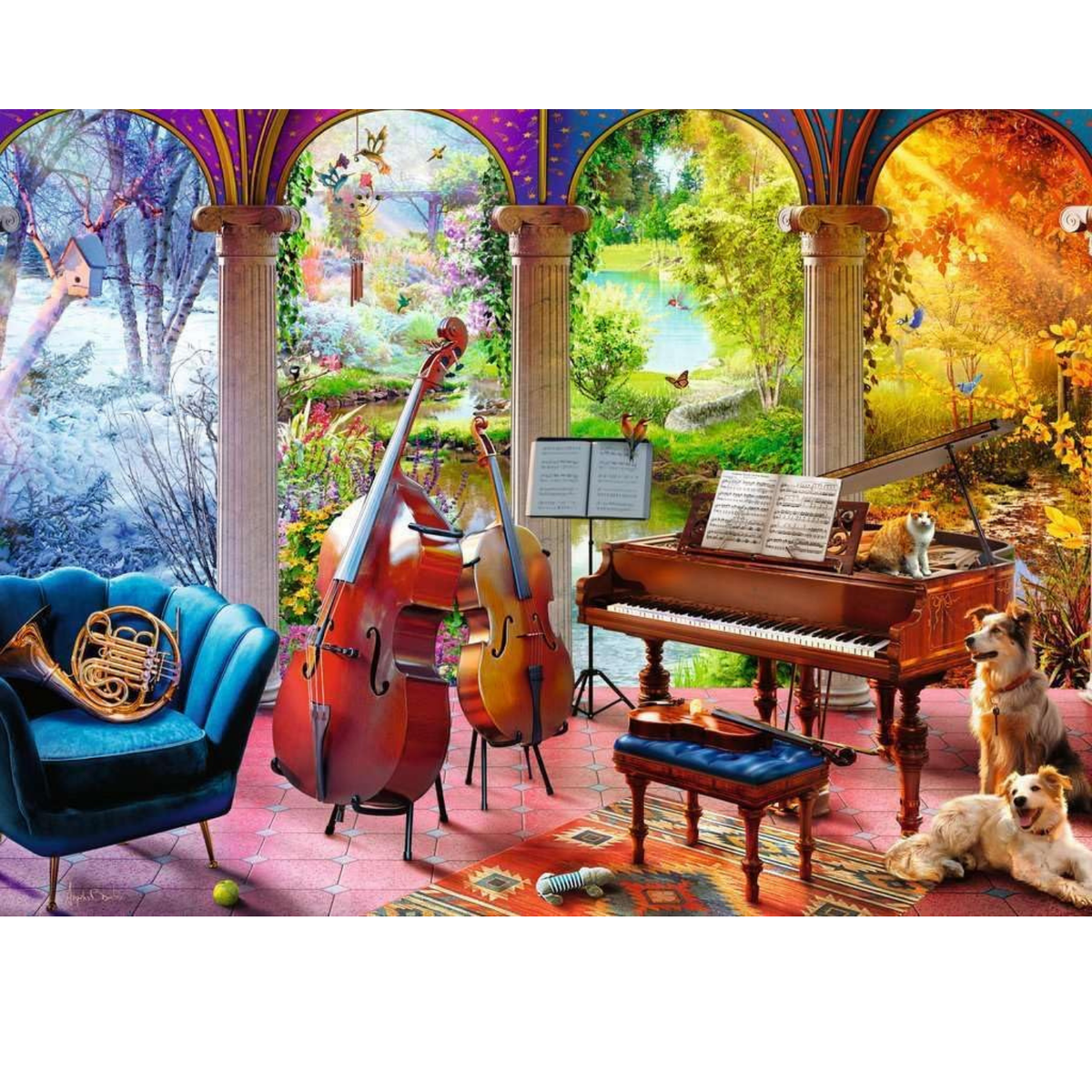 Rompecabezas para adulto 100 piezas XL Cuatro estaciones en música de Ravensburger – vista 2