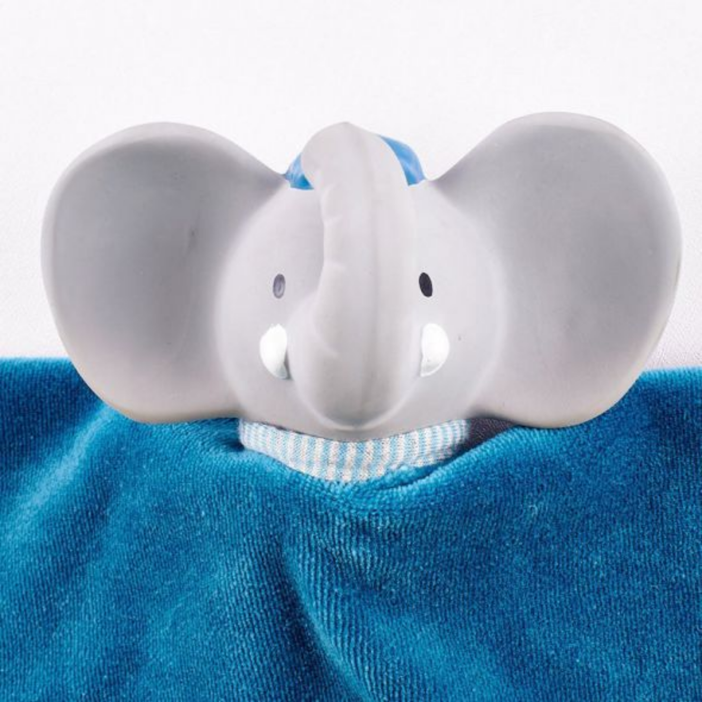 Meiya & Alvin trapito de apego textil y juguete mordedor caucho natural modelo Alvin el elefante