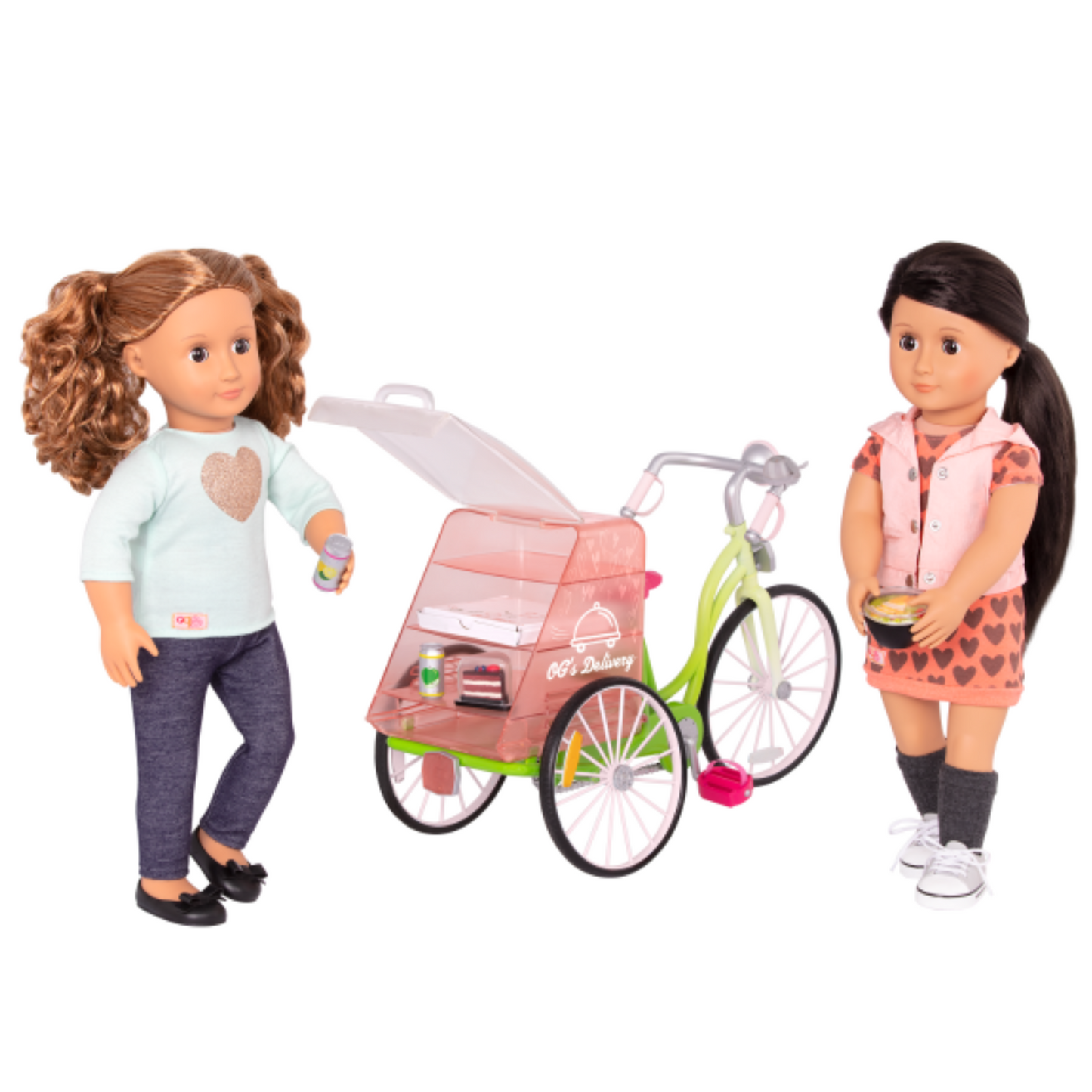 Bicicleta delivery de comida para muñeca