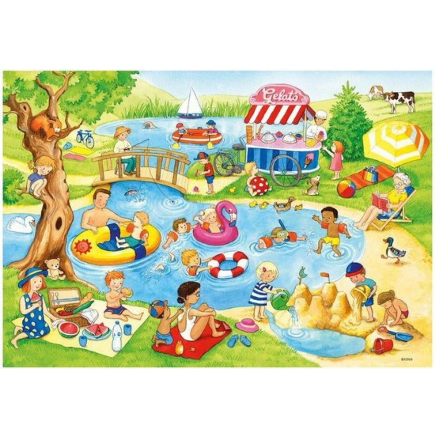 Rompecabezas 2x24 piezas Nadando en el lago