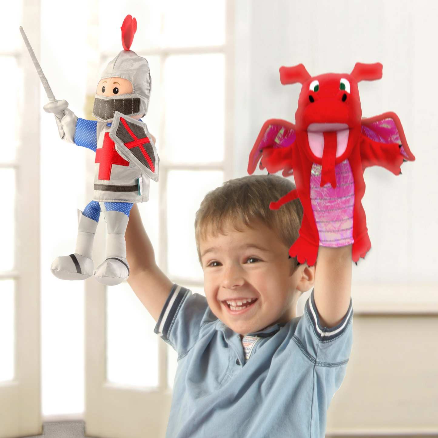 Títere de mano dragón rojo