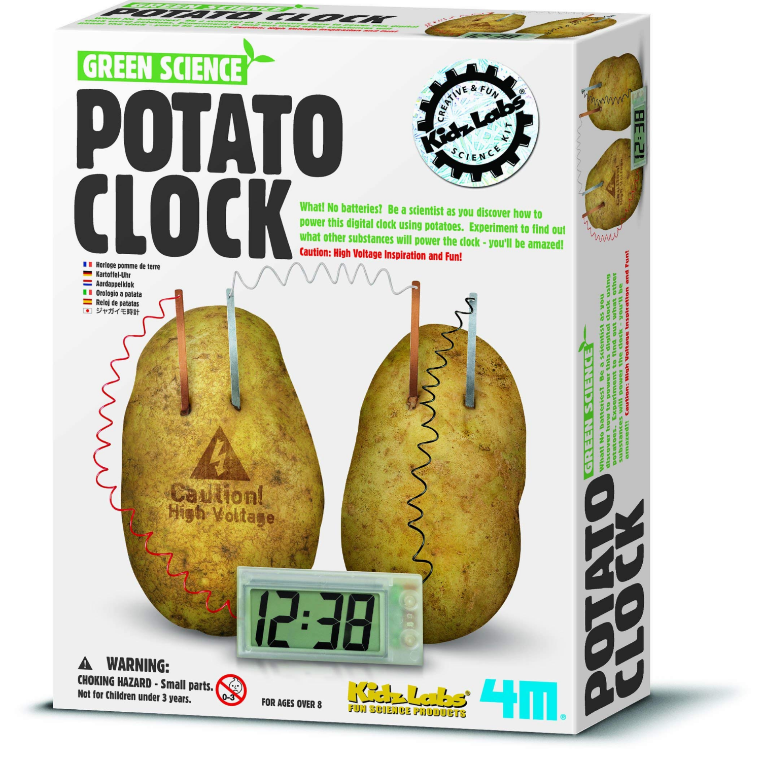 Set de ciencia y experimento crea un reloj con papas