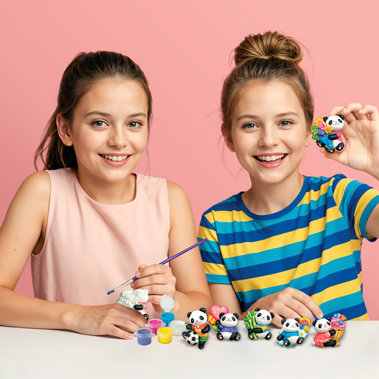 Moldea y pinta figuras modelo osos panda