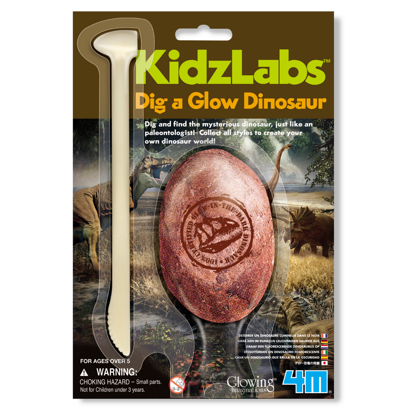 Excava y encuentra dinosaurio brilla en la oscuridad