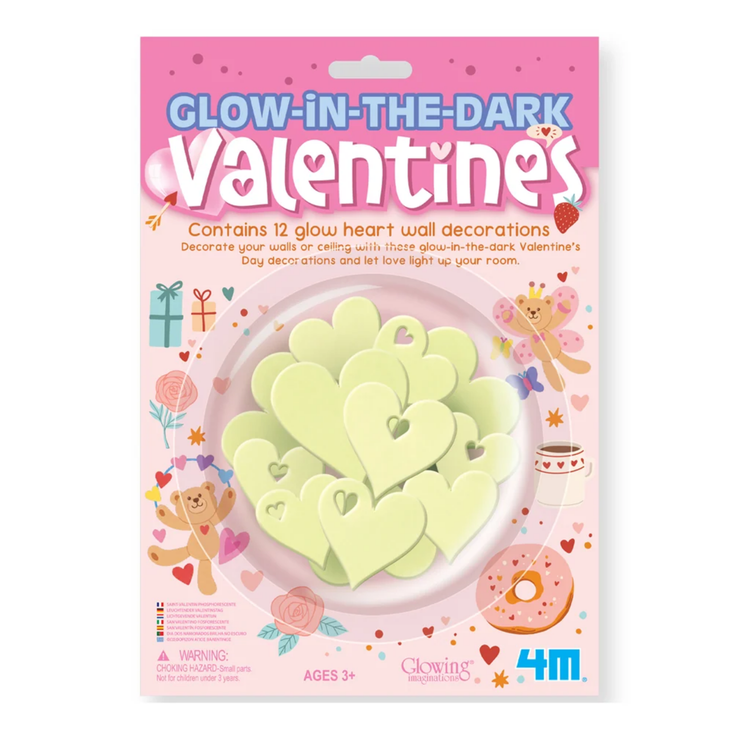Corazones mini brilla en la oscuridad 12 unidades