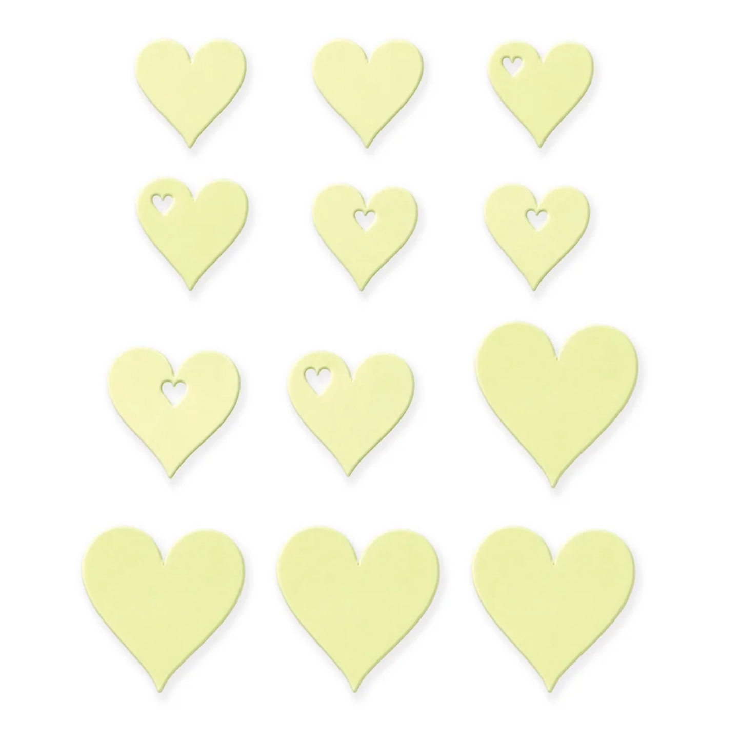 Corazones mini brilla en la oscuridad 12 unidades