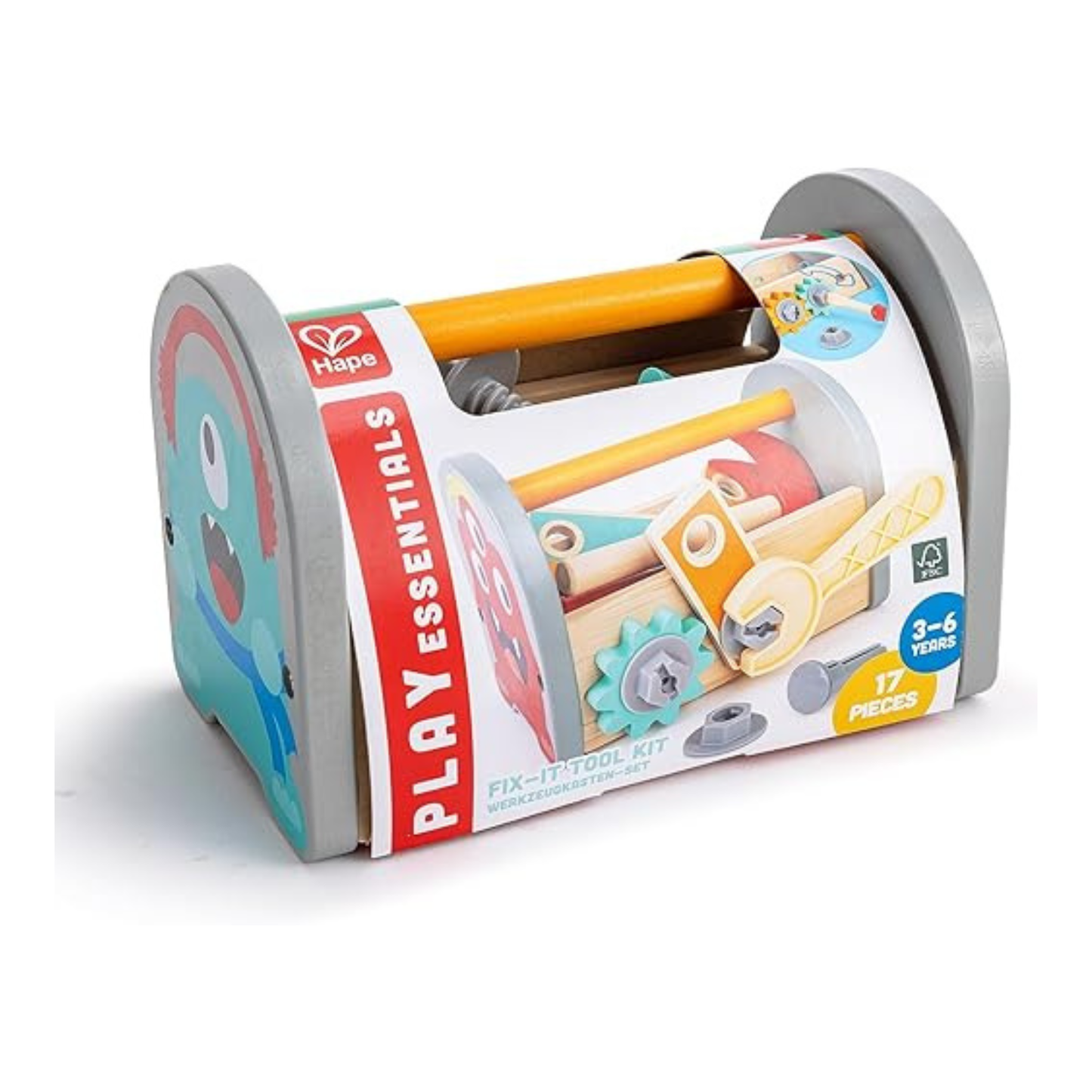 Caja de herramientas de madera modelo monstruo 17 piezas