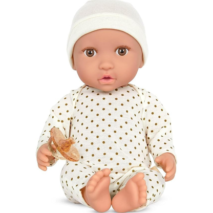 Muñeco bebé con gorro crema y ojos marrones - modelo #1 nuevo