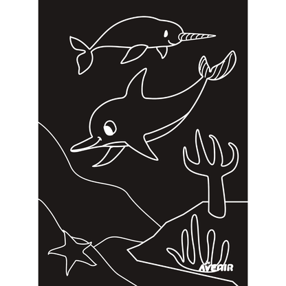 Hojas para raspar scratch art junior modelo animales marinos 08 piezas