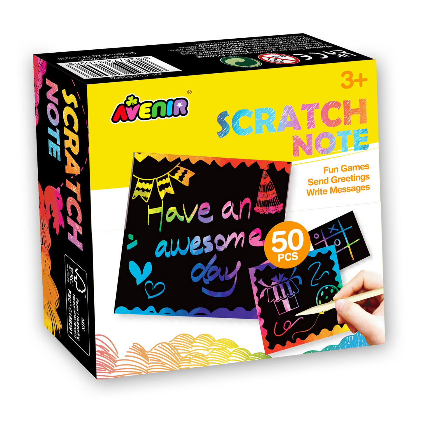 Hojas mini notas para raspar scratch art cuadradas 50 piezas