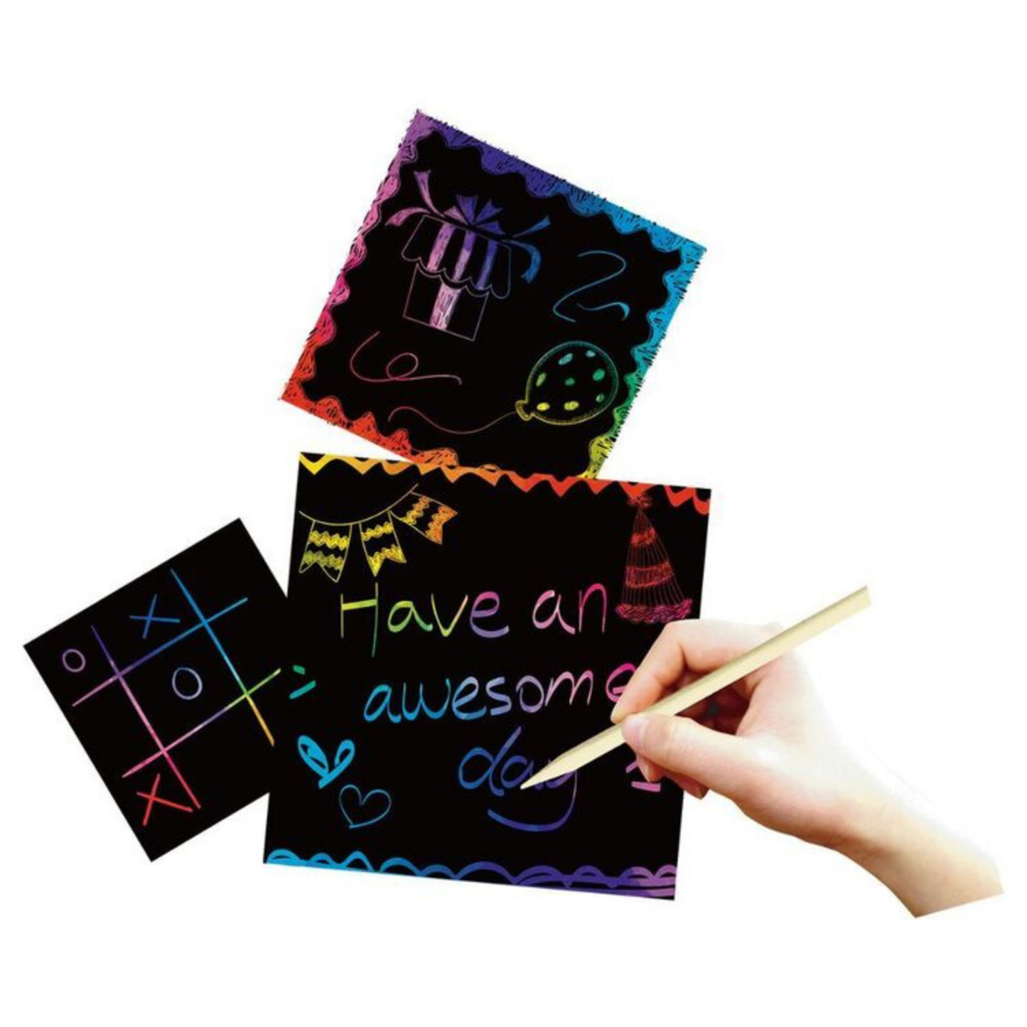 Hojas mini notas para raspar scratch art cuadradas 50 piezas