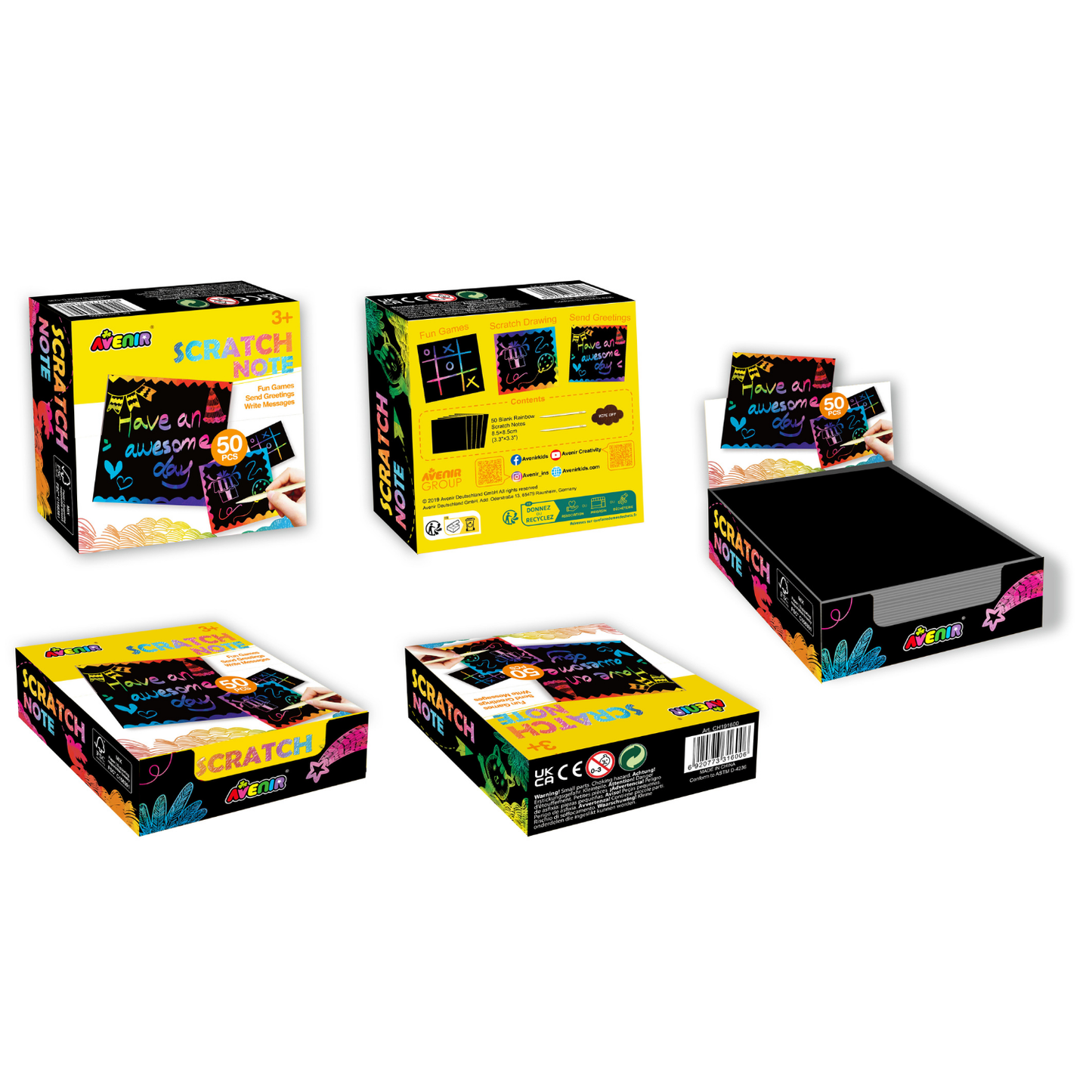 Hojas mini notas para raspar scratch art cuadradas 50 piezas