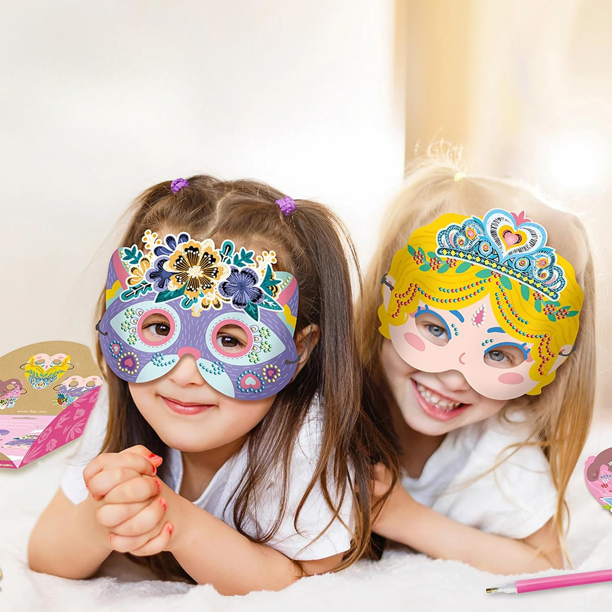 Set crea máscaras de princesas con diamantes 03 unidades