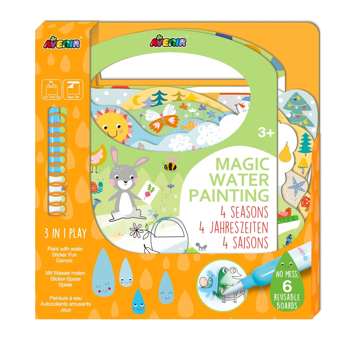Libro de actividades para pintar con agua y stickers modelo 4 estacios