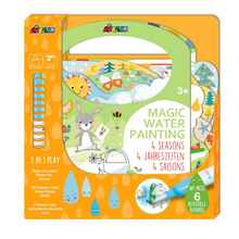 Libro de actividades para pintar con agua y stickers modelo 4 estacios