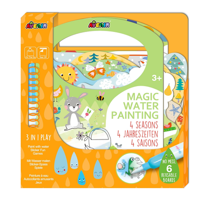 Libro de actividades para pintar con agua y stickers modelo 4 estacios