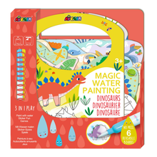 Libro de actividades para pintar con agua y stickers modelo dinosaurios
