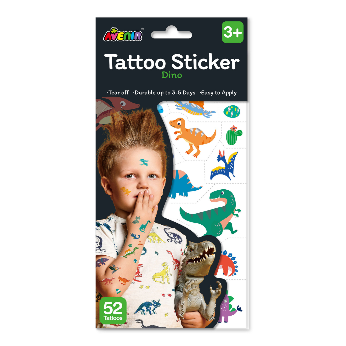 Tatuajes temporales modelo dinosaurios 52 piezas