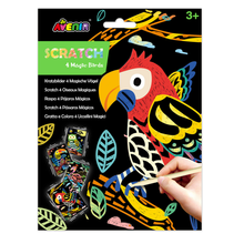 Hojas para raspar scratch art modelo aves mágicas 04 piezas