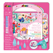 Libro de actividades para pintar con agua y stickers modelo princesas