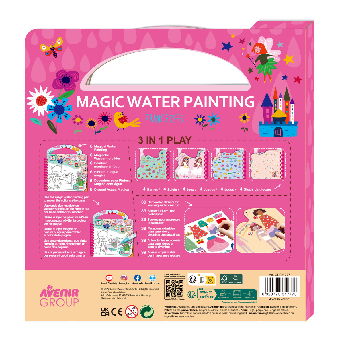 Libro de actividades para pintar con agua y stickers modelo princesas