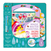Libro de actividades para pintar con agua y stickers modelo unicornios