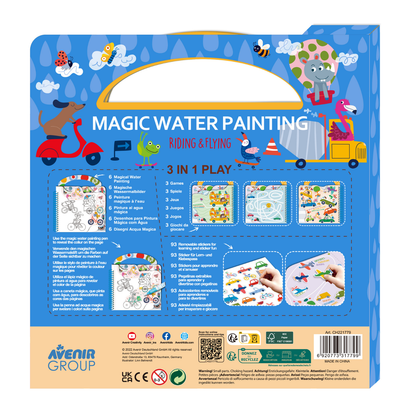 Libro de actividades para pintar con agua y stickers modelo ciudad