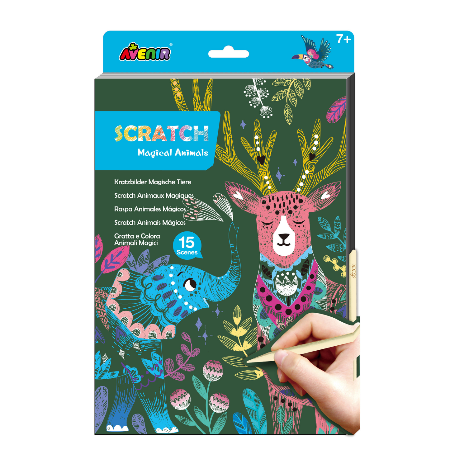 Libro A4 para raspar scratch art modelo animales mágicos 15 hojas