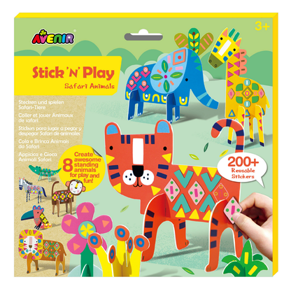 Juega y decora con 200 stickers reutilizables modelo safari