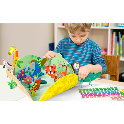 Juega y decora con 200 stickers reutilizables modelo safari