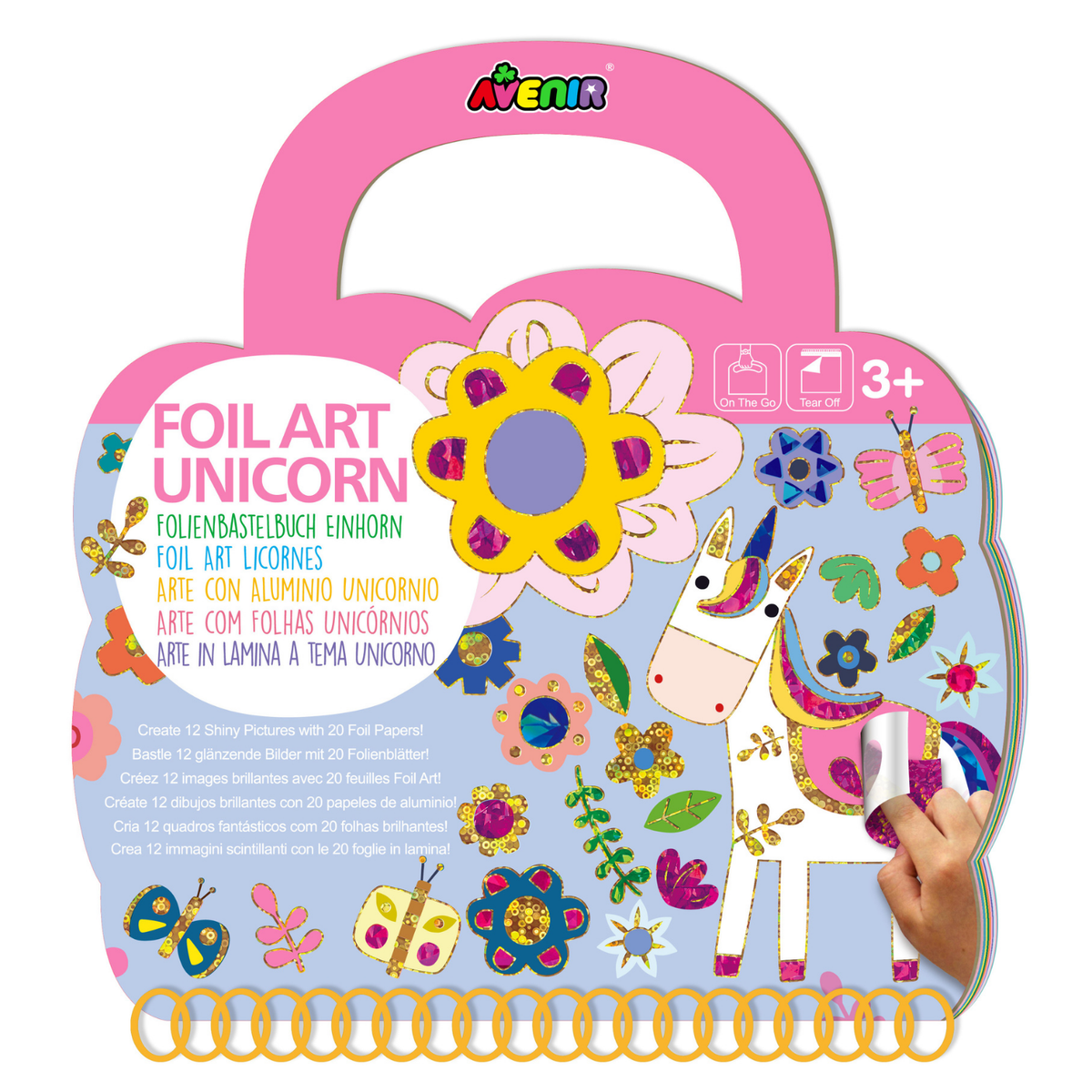 Set de arte en papel aluminio modelo unicornio