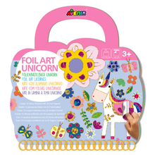 Set de arte en papel aluminio modelo unicornio