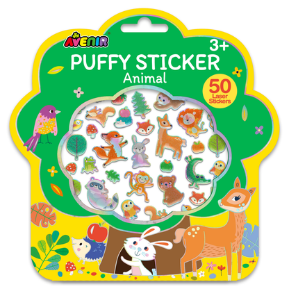 Stickers puffy modelo animales 50 piezas