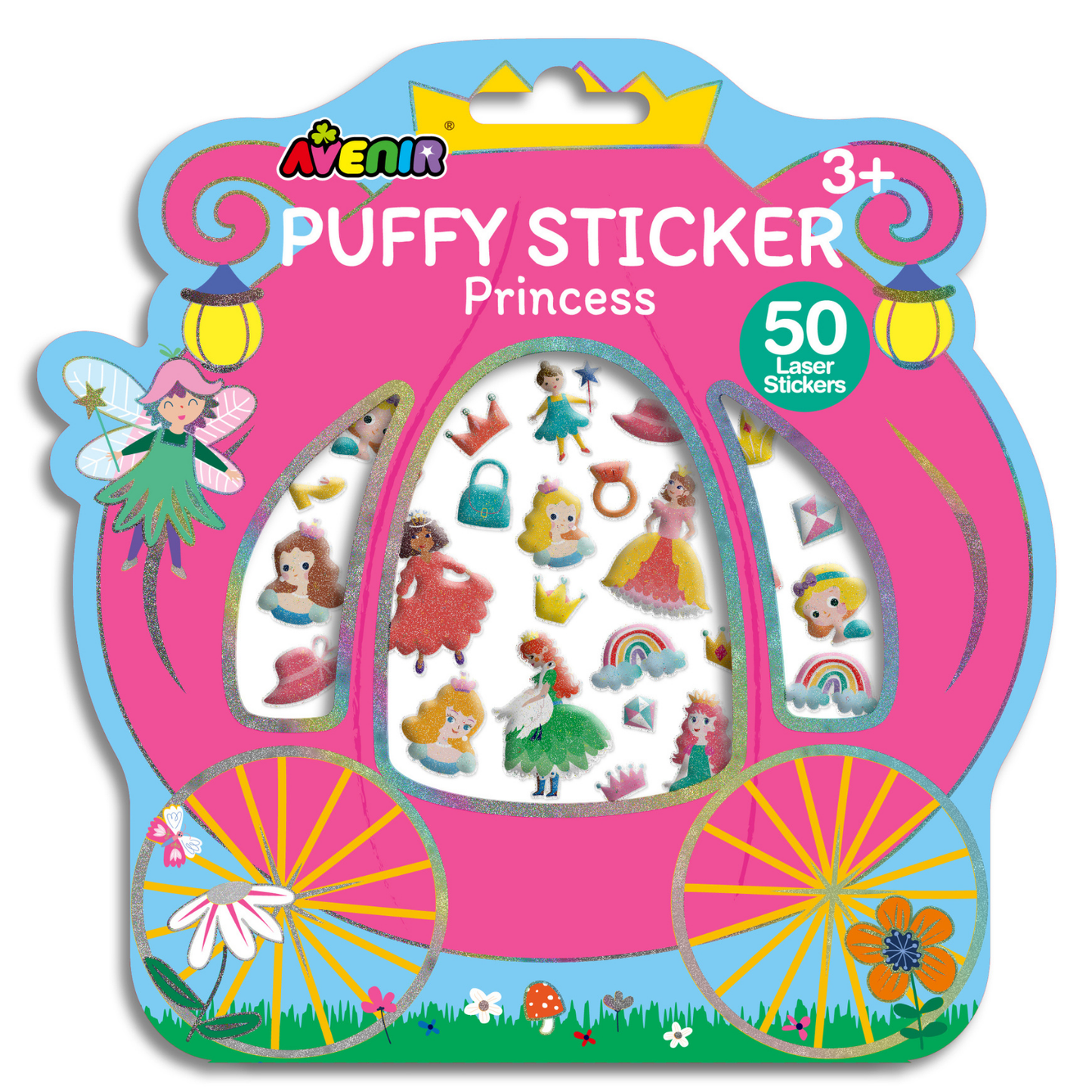 Stickers puffy modelo princesas 50 piezas