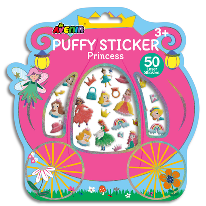 Stickers puffy modelo princesas 50 piezas