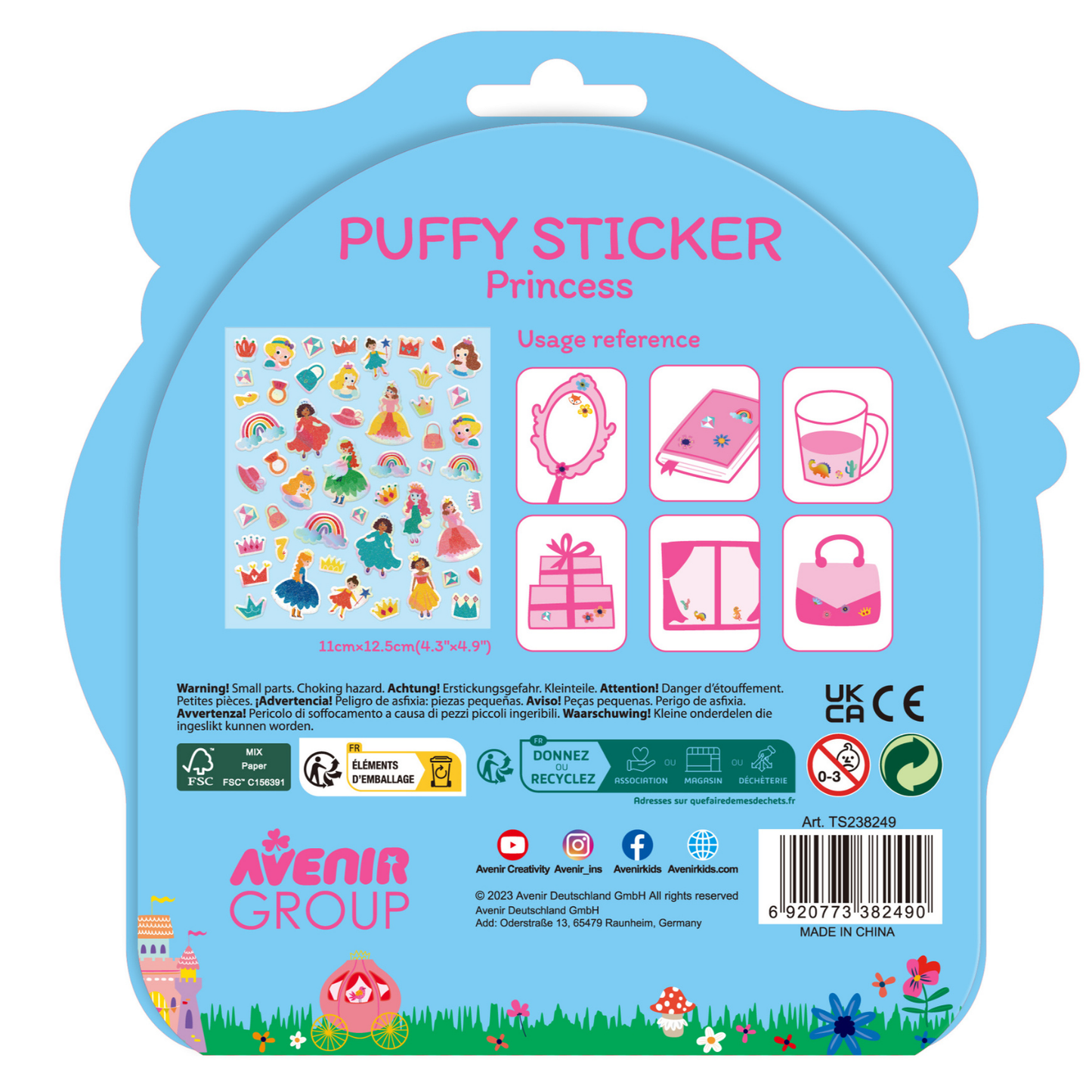 Stickers puffy modelo princesas 50 piezas