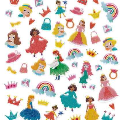 Stickers puffy modelo princesas 50 piezas