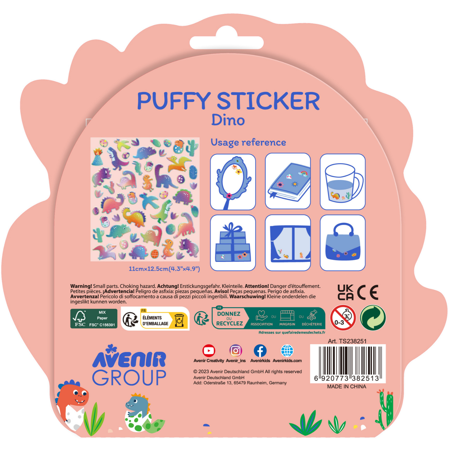 Stickers puffy modelo dinosaurios 50 piezas